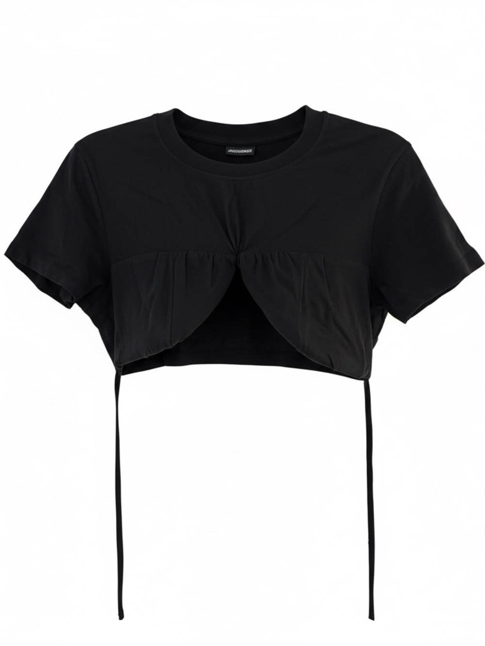 Jacquemus Black Cropped Tie-Front Tee